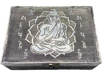 5"x7" Metal Buddha Om Mani Padme Hum Box