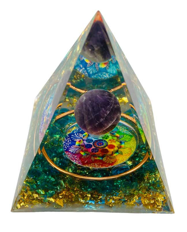 2 1/2" Purple Globe orgonite pyramid