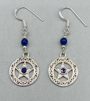 16mm Lapis Pentagram earrings