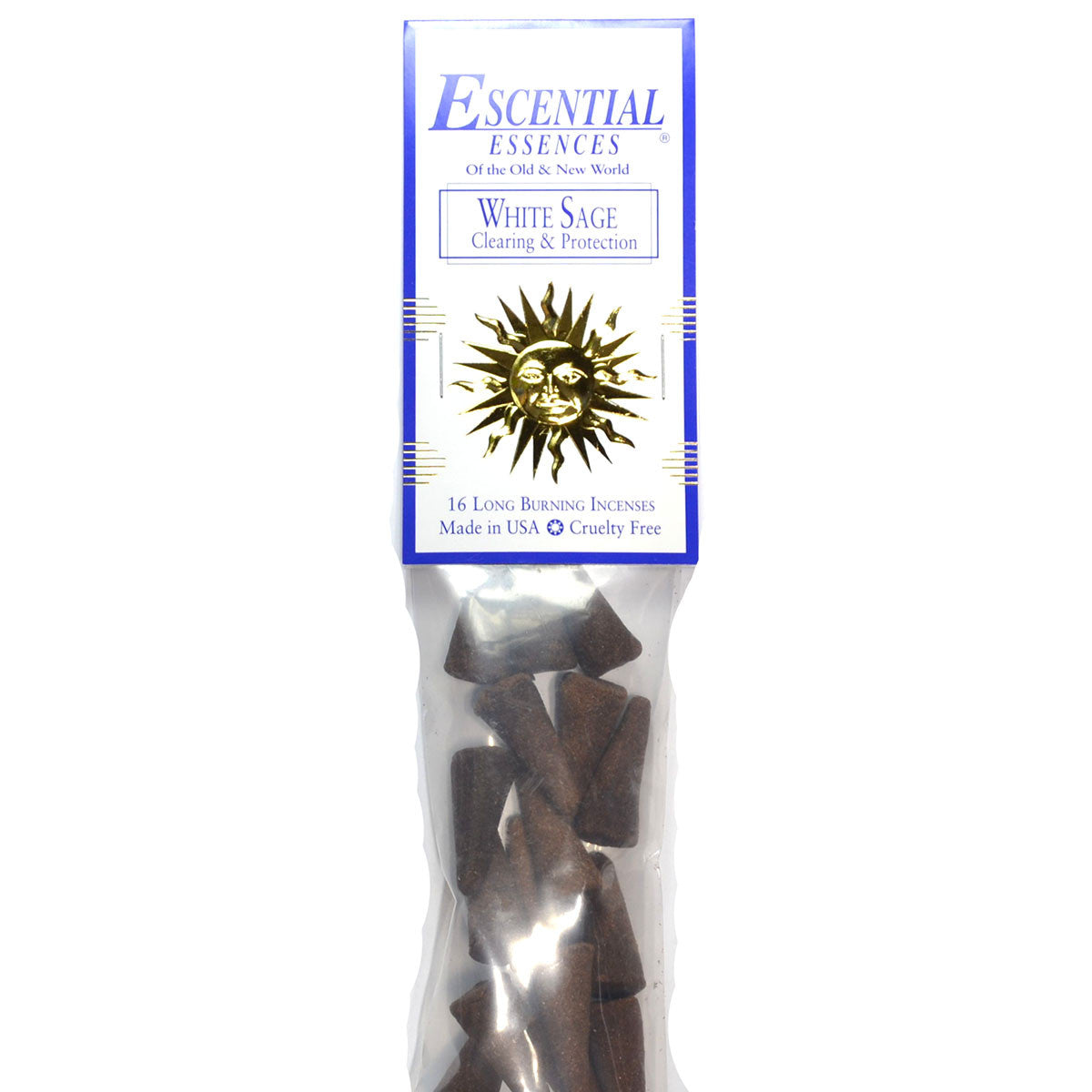 16/pk White Sage escential essences incense cones