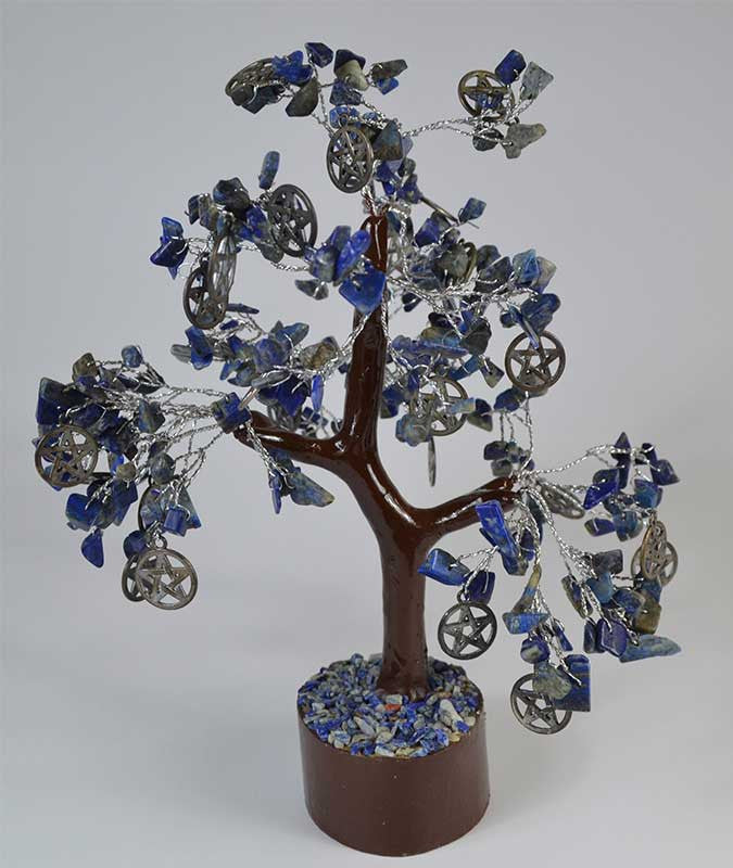 Lapis W pentacles gemstone tree (300 beads)