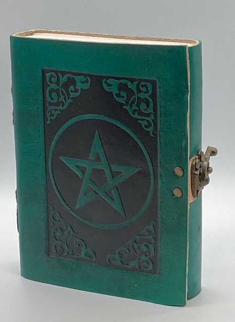 green Pentagram leather blank book w/ latch