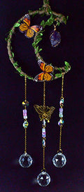 21" Amethyst Moon W Butterfly sun catcher