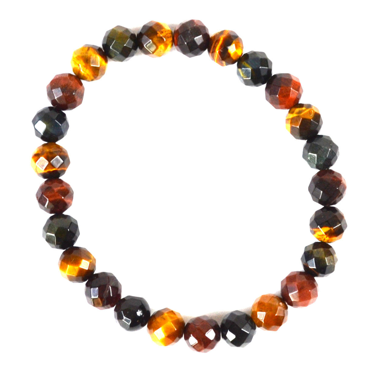 8mm Faceted Tiger Eye, Tricolor