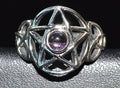 Amethyst pentagram ring adjustable