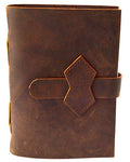 Brown Leather Journal w/ strap 4 1/2" x 6 1/2" - 240 pages - Unlined
