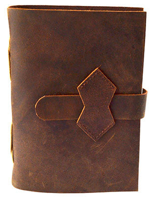 Brown Leather Journal w/ strap 4 1/2" x 6 1/2" - 240 pages - Unlined