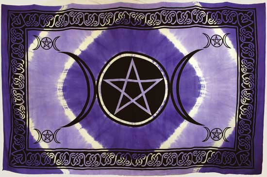 Purple Triple Moon Pentagram Tapestry 72" x 108"