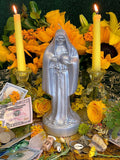 10" Silver Holy Death candle
