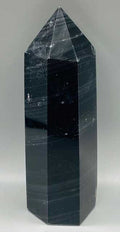 3.3-3.6# Obsidian, Black W silver stripes obelisk