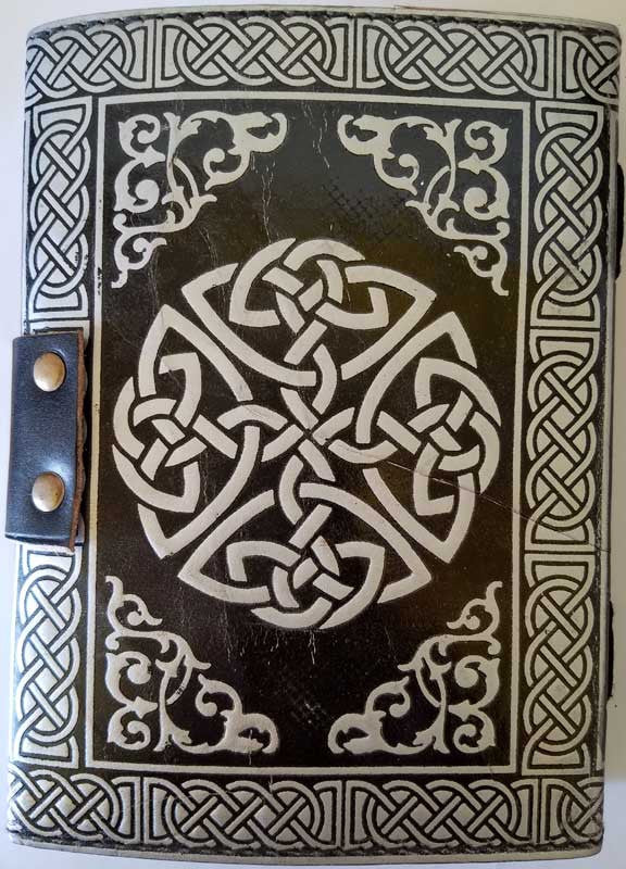 black/ silver Pentagram leather blank book w/ latch