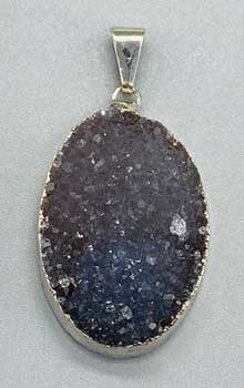 Amethyst Oval silver plated pendant