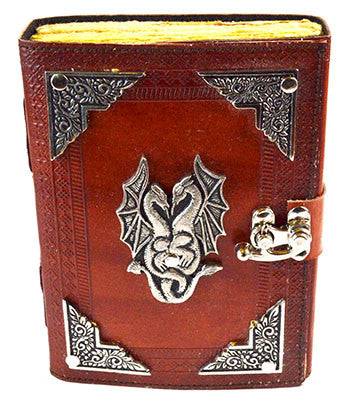 Double Dragon aged looking paper leather w/ latch 4 1/2" x 6 1/2" - Unlined