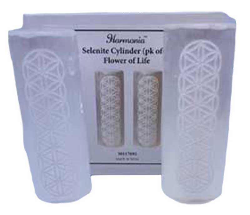 Flower of Life Selenite harmonizer (set of 2)